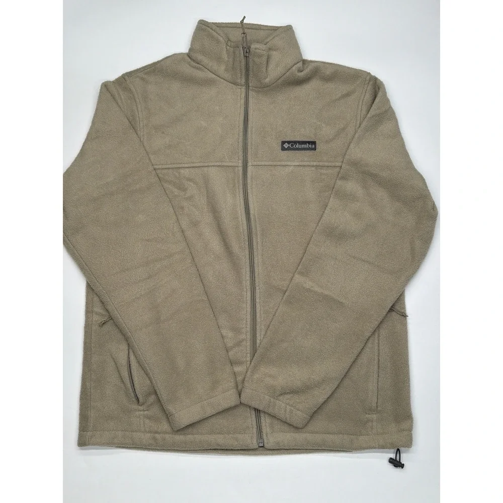 Columbia Fleece Full Zip Jacket Tan Khaki Men's Warm Outdoor Layer‎ Medium